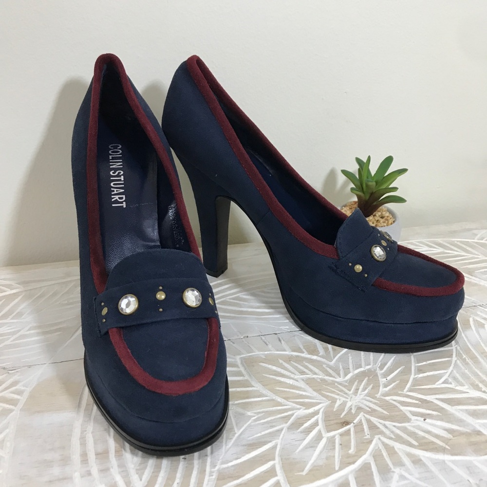 Colin Stuart Suede Military Style Platform Heels